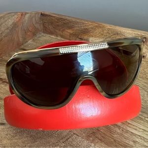 Auth VALENTINO 5508S TORTOISE SHELL BROWN GOLD SUNGLASSES w/ SWAROVSKI CRYSTALS